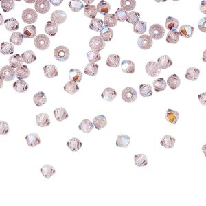 Bead 144pk light amethyst glitter, Preciosa Czech crystal 3mm bicone