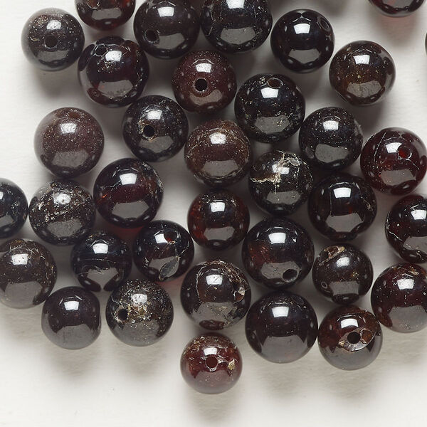 Bead 1pkg1 garnet, 6.5-7.5mm round C grade, 1 ounce dyed image number 0