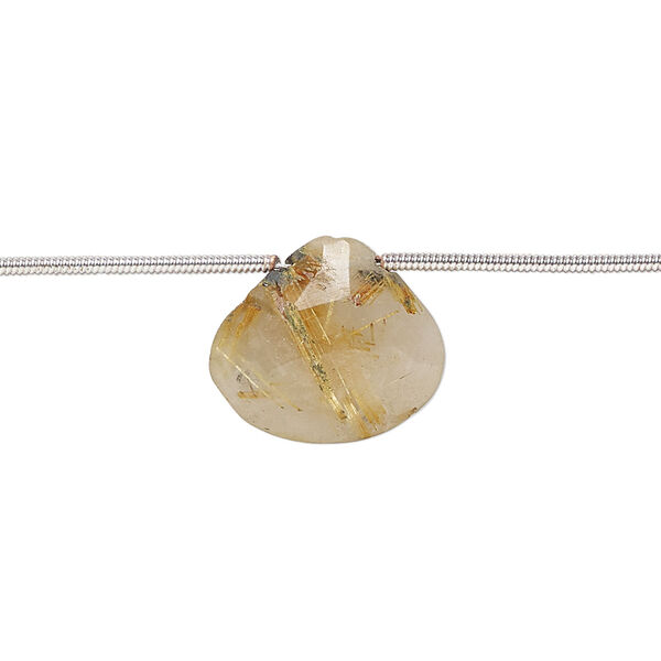 Golden rutilated quartz 1pkg6, hand-cut top-drilled faceted puffed teardrop bead natural 13x12mm-16x14mm image number 0
