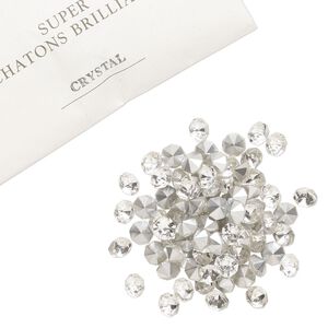 Chaton 144pk crystal foil back, vintage Preciosa Czech crystal rhinestone 8.16-8.41mm round SS39