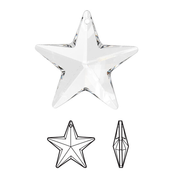 Drop 1pk crystal, Crystal Passions® 28x27mm pendant star 6714 image number 0