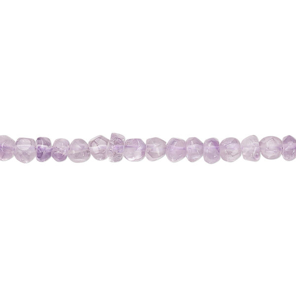 Bead, lavender amethyst (natural), 3x2mm-7x6mm hand-cut tumbled faceted rondelle, B- grade, Mohs hardness 7. Sold per 13-inch strand. image number 0
