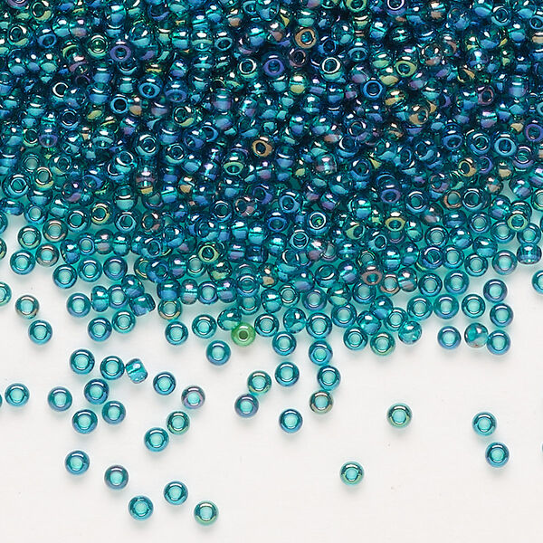 Seed bead, Preciosa Ornela Czech glass, pkg/500g, #11 rocaille, translucent rainbow teal, (51710). image number 0