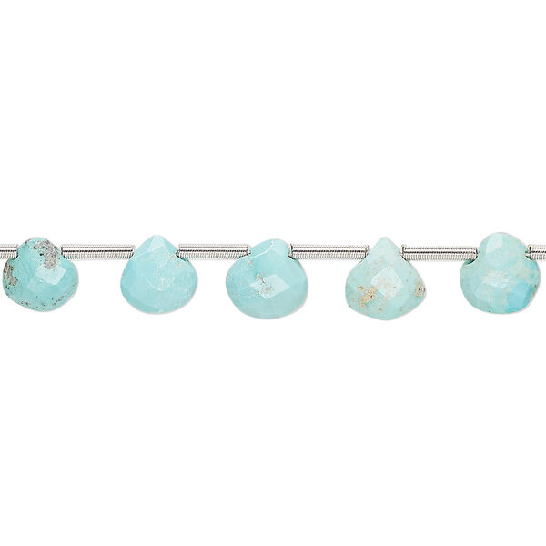 Imperial crown turquoise 1pkg17, hand-cut top-drilled faceted puffed teardrop bead natural C grade, 5-7mm image number 0