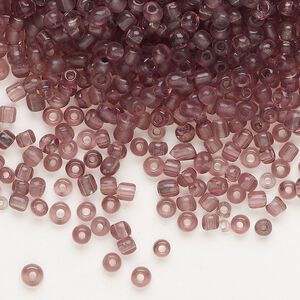 Seed bead, glass, pkg/50g, #8 round, translucent amethyst.