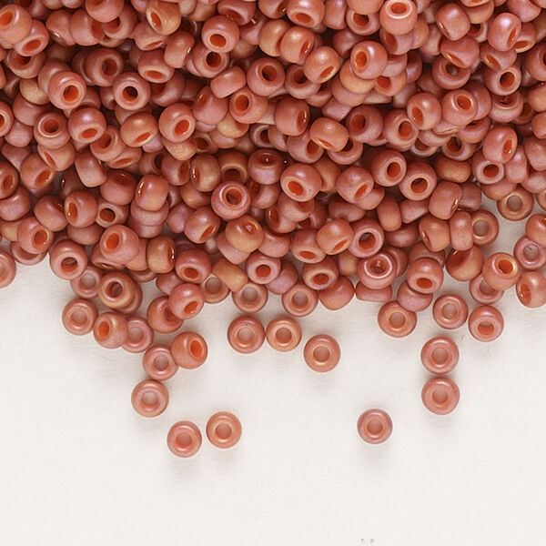 Seed bead, Miyuki, glass, pkg/25g, #11 rocaille, opaque matte rainbow carnelian red, (RR-4695). image number 0