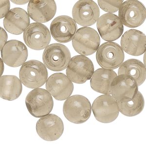 Bead, lampworked glass, translucent grey, 8mm round. Sold per 2-ounce pkg, approximately 80 beads.