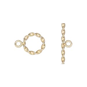 Clasp toggle 1pkg1 12Kt gold-filled, 12mm twisted round, 1-strand