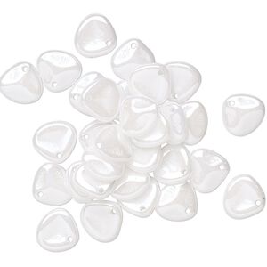 Drop, Preciosa, Czech pressed glass, opaque alabaster snow white luster, 8x7mm triangular teardrop with 0.8-0.9mm hole. Sold per pkg of 30.