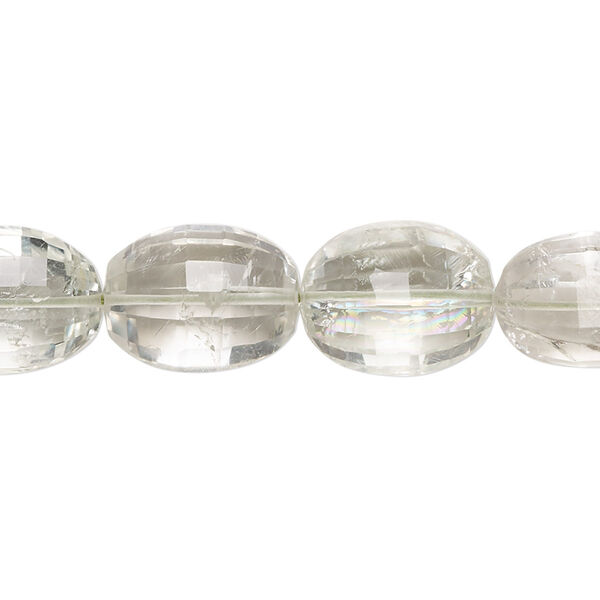 Green quartz 1pkg1, hand-cut faceted puffed oval bead 8 inch 10x8mm-15x12mm image number 0