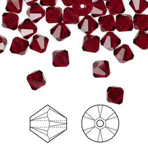 Bead 360pk Siam, Swarovski® 6mm XILION bicone 5328