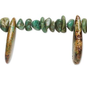Turquoise 1pkg1, top-drilled chip / puffed teardrop bead 15 inch medium / 16x9mm-28x19mm