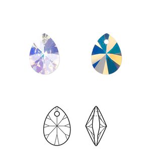 Drop 6pk crystal AB, Crystal Passions® 12x9mm pendant mini pear 6128