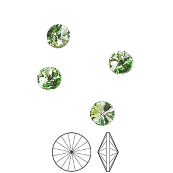 Chaton 288pk peridot foil back, Preciosa MAXIMA Czech crystal rhinestone 6.14-6.32mm rivoli SS29 image number 0