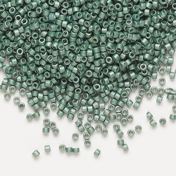Seed bead, Delica®, glass, pkg/7.5g, #11 round, opaque matte galvanized dark aqua (DB-1172). image number 0