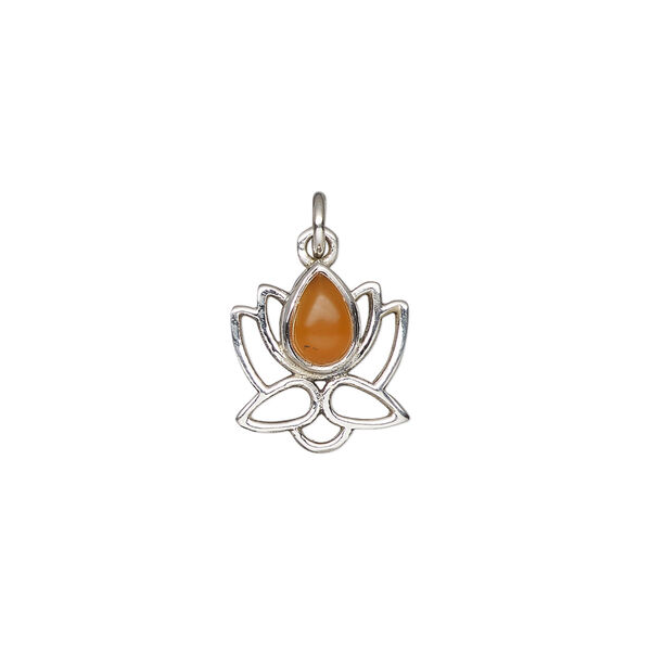 Carnelian / sterling silver 1pkg1, open lotus drop antiqued 12x12mm image number 1