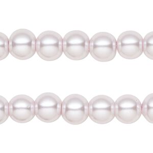 Bead, glass pearl, soft pink, 7-8mm round. Sold per pkg of (2) 15-inch strands, approximately 100 beads.