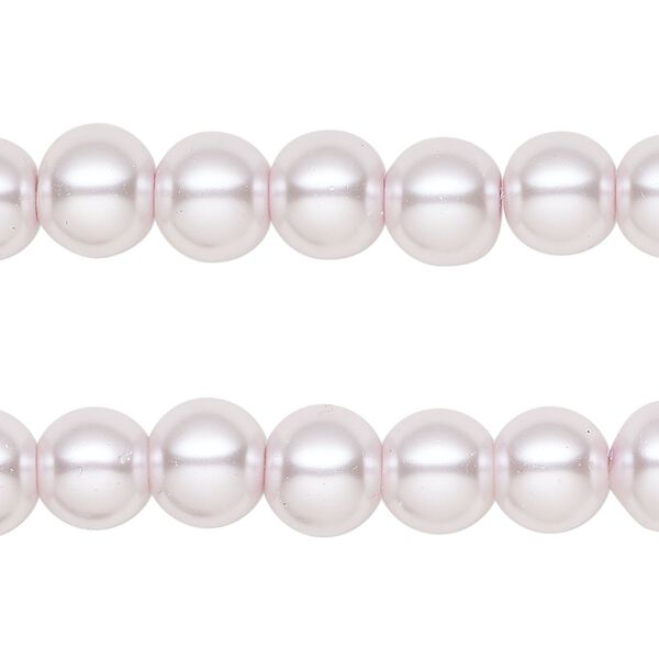 Bead, glass pearl, soft pink, 7-8mm round. Sold per pkg of (2) 15-inch strands, approximately 100 beads. image number 0