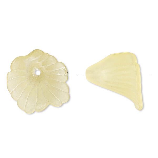 Component, acrylic, translucent frosted yellow, 18x17mm flower. Sold per pkg of 50. image number 0