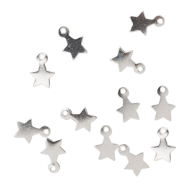 Charm, sterling silver, 6x6mm star. Sold per pkg of 12. image number 0