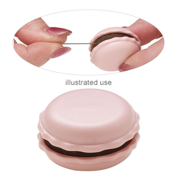 Needle sharpener, Clover, ABS resin/nylon/polyethylene, raspberry, 1-1/2 x 3/4-inch macaron. Sold individually. image number 0