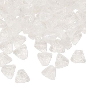 Bead, Czech pressed glass, translucent clear, 7mm textured triangle. Sold per 2-ounce pkg, approximately 225 beads.