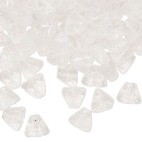 Bead, Czech pressed glass, translucent clear, 7mm textured triangle. Sold per 2-ounce pkg, approximately 225 beads. image number 0