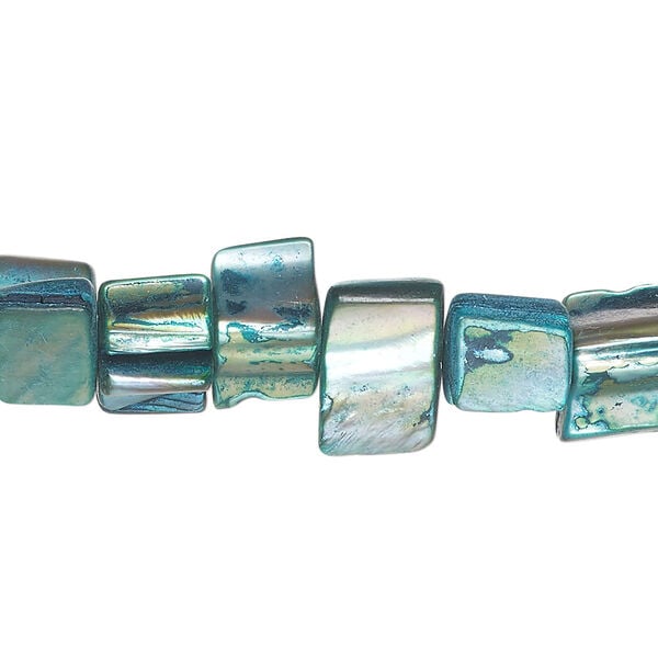 Mother-of-pearl shell 1pkg1, triangle tube bead 15 inch dark teal blue 9x9mm-12x9mm image number 0