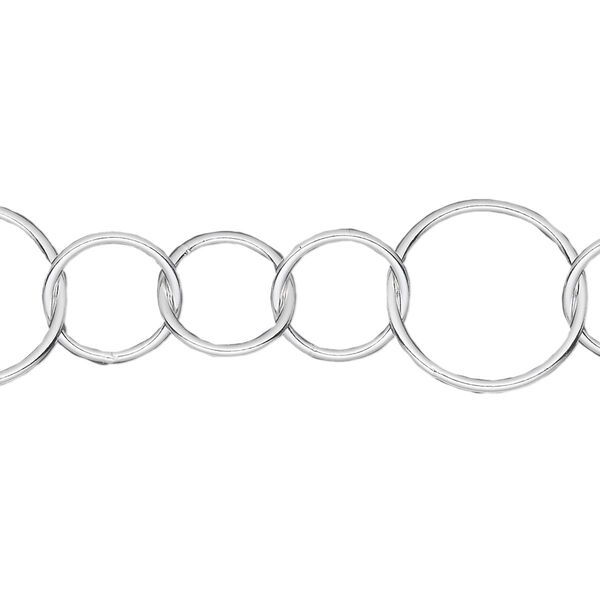 Chain, sterling silver, 10mm and 15mm round link. Sold per pkg of 5 feet. image number 0