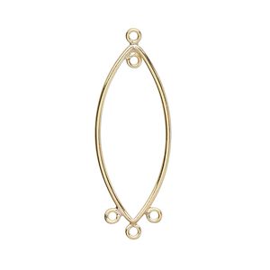 Drop, 14Kt gold-filled, 29x12mm oval with 4 loops. Sold per pkg of 2.
