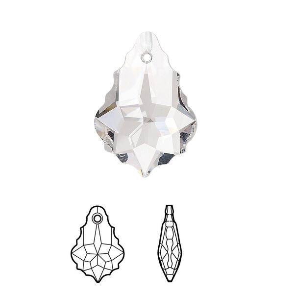 Drop 48pk crystal, Swarovski® 22x15mm pendant baroque 6090 image number 0