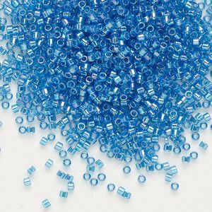 Seed bead, Delica®, glass, pkg/50g, #11 round, translucent rainbow Capri blue (DB-0177).