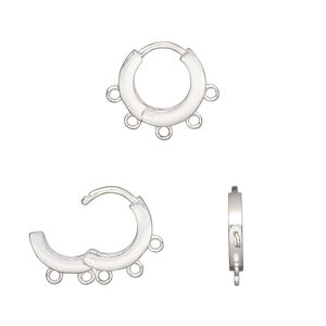 Earring hoop 1pkg2 sterling silver, 12mm hinged / 5 closed loop / square tube, 1 pair