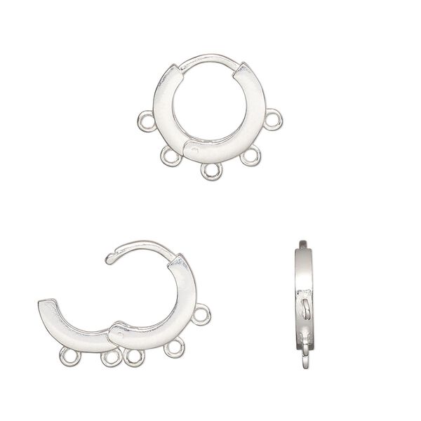 Earring hoop 1pkg2 sterling silver, 12mm hinged / 5 closed loop / square tube, 1 pair image number 0
