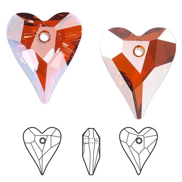 Drop 1pk crystal red magma, Crystal Passions® 27x22mm pendant wild heart 6240 image number 0