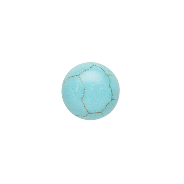 Cabochon, "turquoise" (resin) (imitation), 14mm calibrated round with matrix. Sold per pkg of 2. image number 0