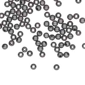 Bead, gunmetal-plated steel, 3mm round. Sold per pkg of 500.