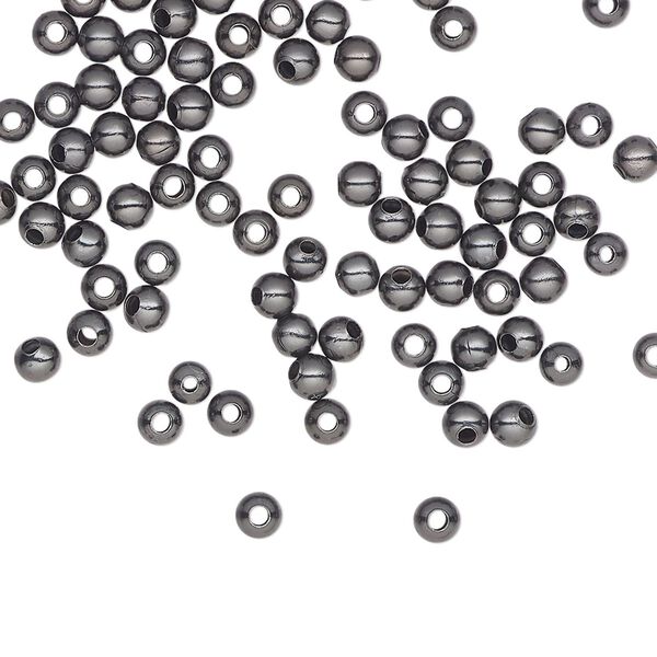 Bead, gunmetal-plated steel, 3mm round. Sold per pkg of 500. image number 0