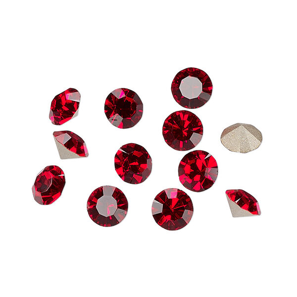 Chaton 12pk light Siam foil back, Preciosa MAXIMA Czech crystal rhinestone 6.14-6.32mm 15-cut faceted round SS29 image number 0