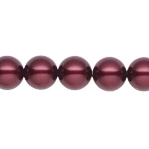 Pearl 2pk bordeaux, Celestial Crystal® 10mm round 15.5-16 inch