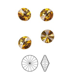 Chaton 8pk topaz foil back, Preciosa MAXIMA Czech crystal rhinestone 8.16-8.41mm rivoli SS39