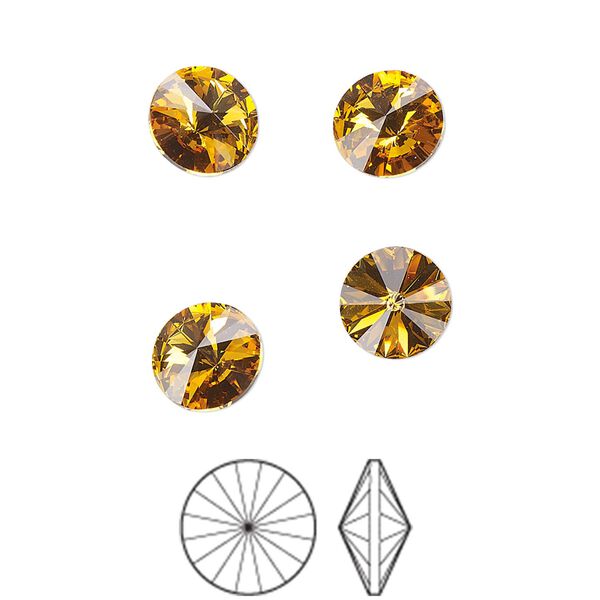 Chaton 8pk topaz foil back, Preciosa MAXIMA Czech crystal rhinestone 8.16-8.41mm rivoli SS39 image number 0