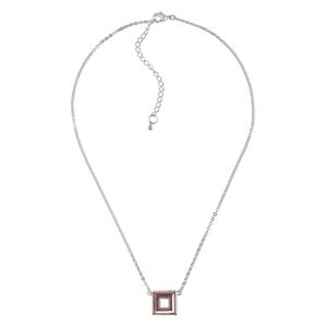 Necklace, Everyday Jewelry™, Crystal Passions® and silver-plated "pewter", lilac shadow, 16mm square ring, 17-1/2 inches with 2-1/2 inch extender chain and lobster claw clasp. Sold individually.