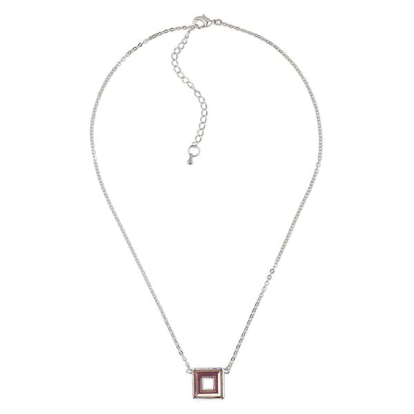 Necklace, Everyday Jewelry™, Crystal Passions® and silver-plated "pewter", lilac shadow, 16mm square ring, 17-1/2 inches with 2-1/2 inch extender chain and lobster claw clasp. Sold individually. image number 0