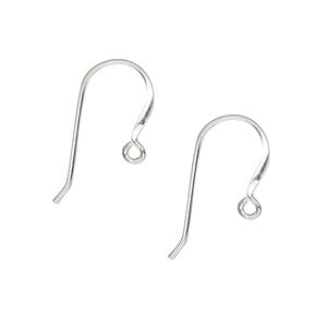 Ear wire fishhook 1pkg8 silver-plated, 14mm flat / open loop, 21 gauge brass 4 pair