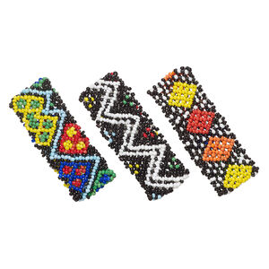 Bracelet mix, Just for Fun, stretch, glass seed beads and elastic 1pkg3, multicolored, 26mm width, 6-1/2 inches.