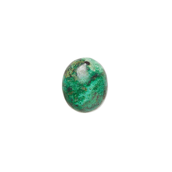 Cabochon, chrysocolla (stabilized), 12x10mm calibrated oval, C grade, Mohs hardness 2 to 4. Sold per pkg of 2. image number 0