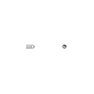 Cord end, glue-in, imitation rhodium-plated brass, 4x2mm with 1mm inside diameter. Sold per pkg of 100.