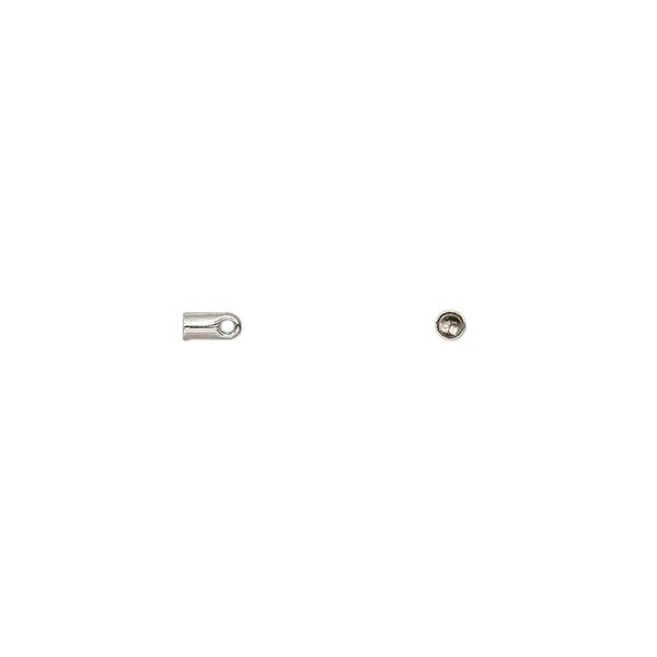 Cord end, glue-in, imitation rhodium-plated brass, 4x2mm with 1mm inside diameter. Sold per pkg of 100. image number 0