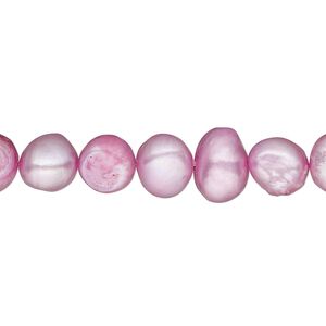 Pearl, cultured freshwater (dyed), grape, 7-8mm flat-sided potato, D grade, Mohs hardness 2-1/2 to 4. Sold per 16-inch strand.